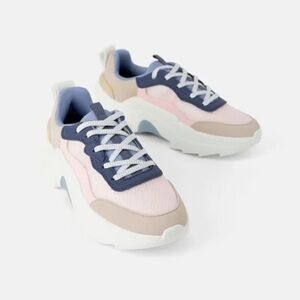 ZARA Thick Soled Mesh Sneakers Pink Like New Size 8